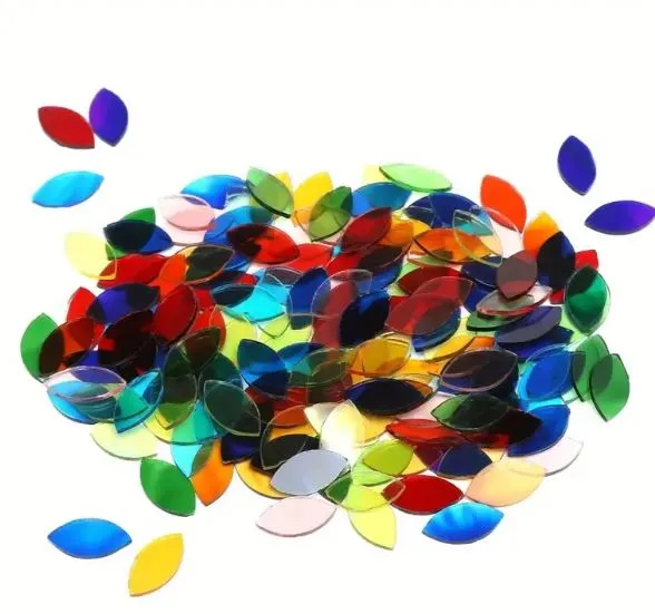RESIN ART HUB Necklaces 100PCS Mixed Color Transparent Leaf Shaped Fusible Glass RESIN ART HUB Necklaces 100PCS Mixed Color Transparent Leaf Shaped Fusible Glass