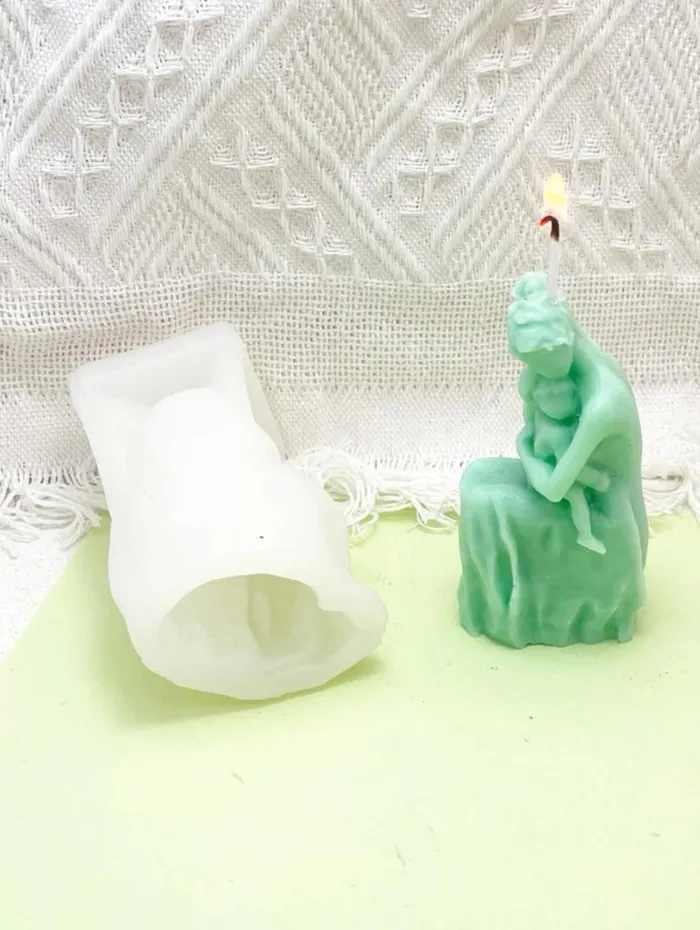 Resin Art Hub Necklaces Mother Holding Baby Candle Silicone Mold