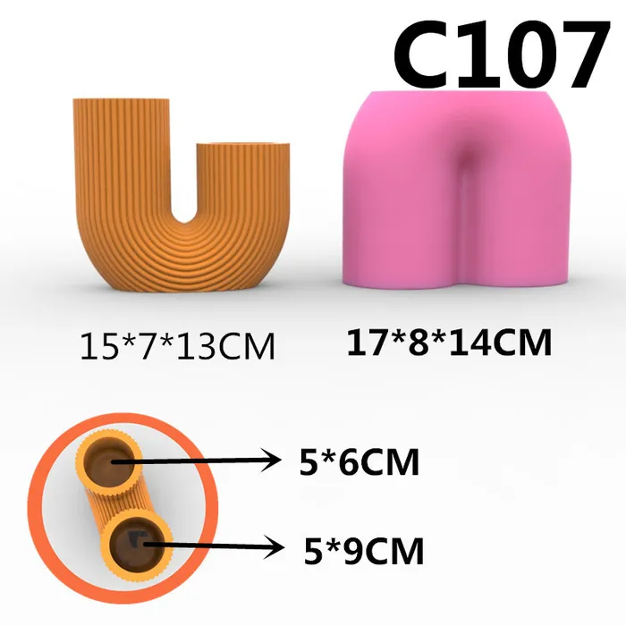Resin Art Hub Necklaces Striped U shaped Candle Holder Silicone Mold for Jesmonite Art