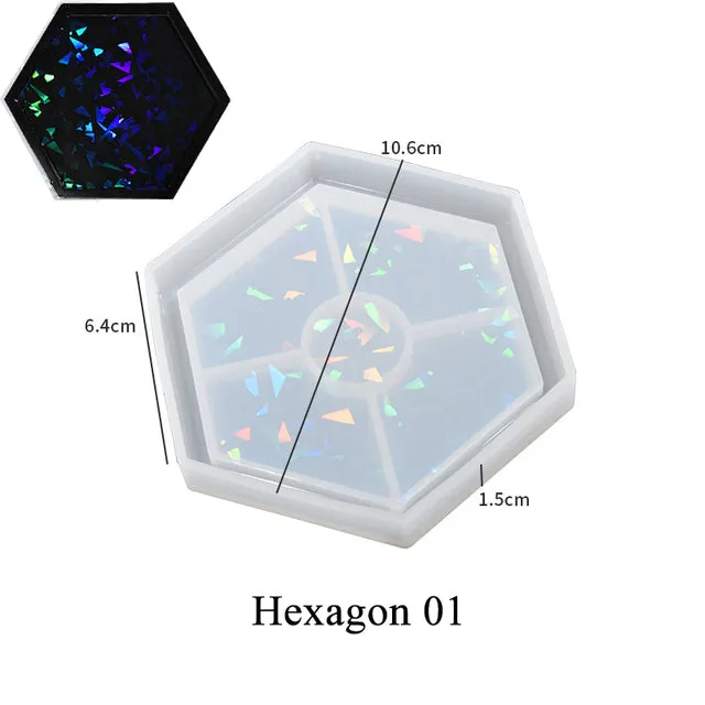 Resinarthub Earrings Holographic Shadow Hexagonal Coaster Silicone Molds