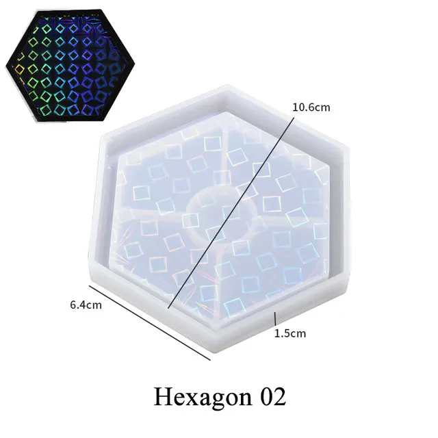 Resinarthub Earrings Holographic Shadow Hexagonal Coaster Silicone Molds