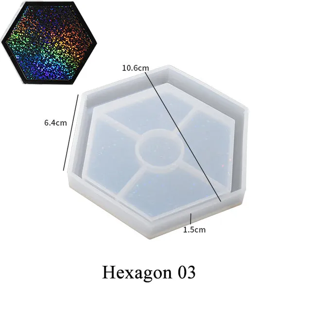Resinarthub Earrings Holographic Shadow Hexagonal Coaster Silicone Molds