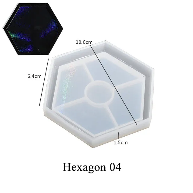 Resinarthub Earrings Holographic Shadow Hexagonal Coaster Silicone Molds