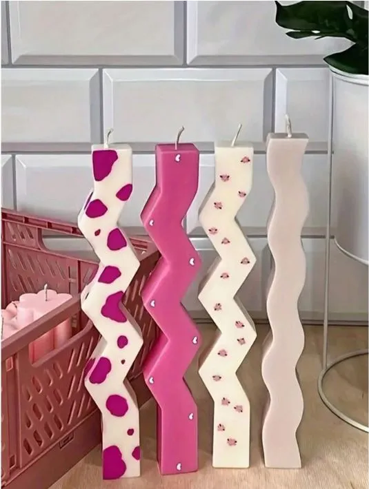 Resinarthub Earrings Wave Shaped Candle Pillar Silicone Mold