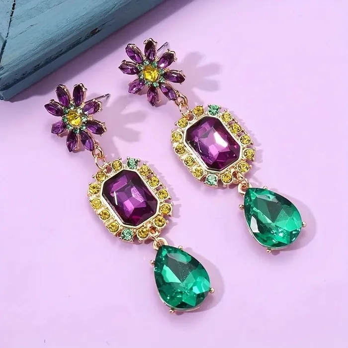 Rhinestone Mardi Gras Earrings Get Signatured Earrings Rhinestone Mardi Gras Earrings Get Signatured Earrings