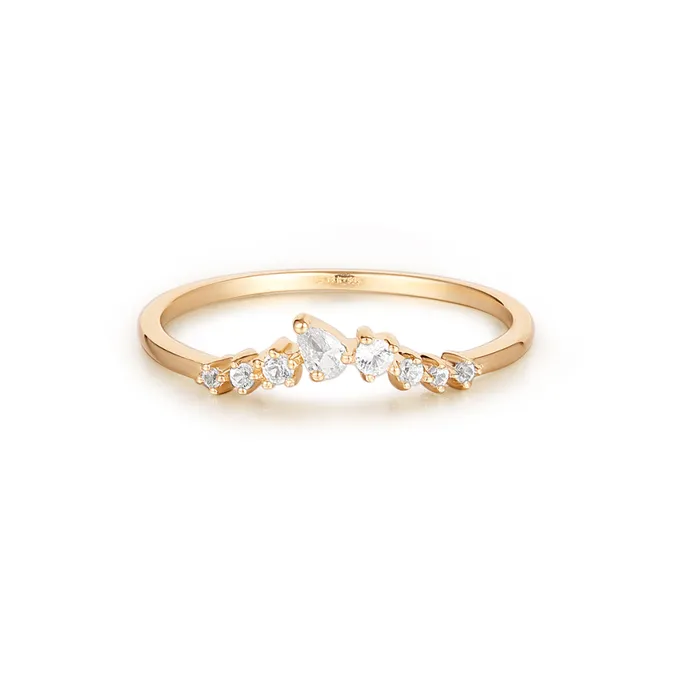 Rings AURELIE GI ADORA Pear and Round White Sapphire Curved Ring