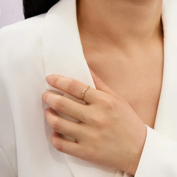Rings AURELIE GI ADORA Pear and Round White Sapphire Curved Ring