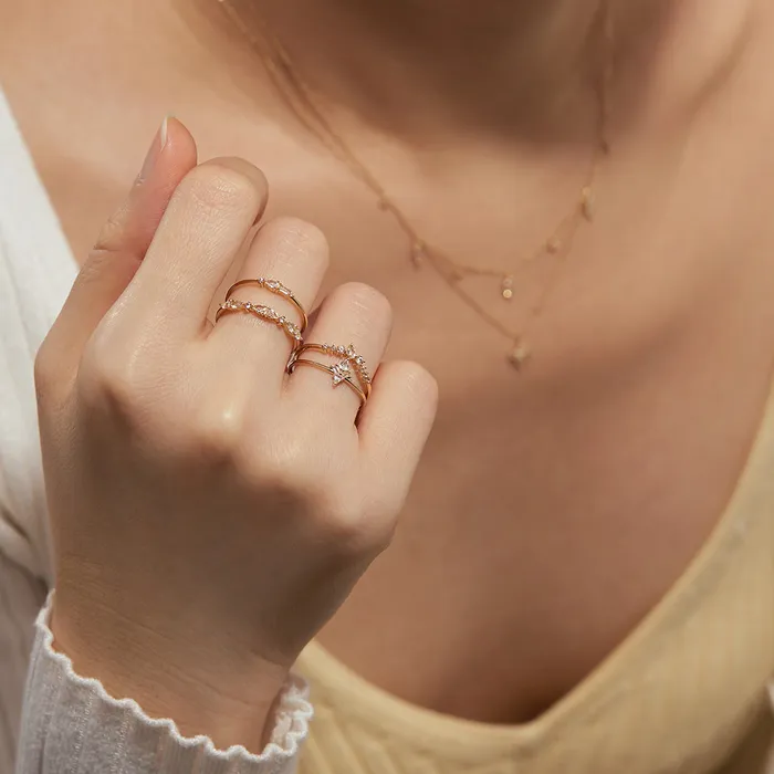 Rings AURELIE GI ADORA Pear and Round White Sapphire Curved Ring
