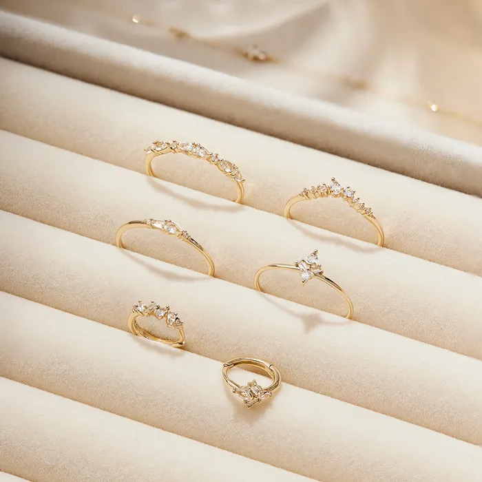 Rings AURELIE GI ADORA Pear and Round White Sapphire Curved Ring