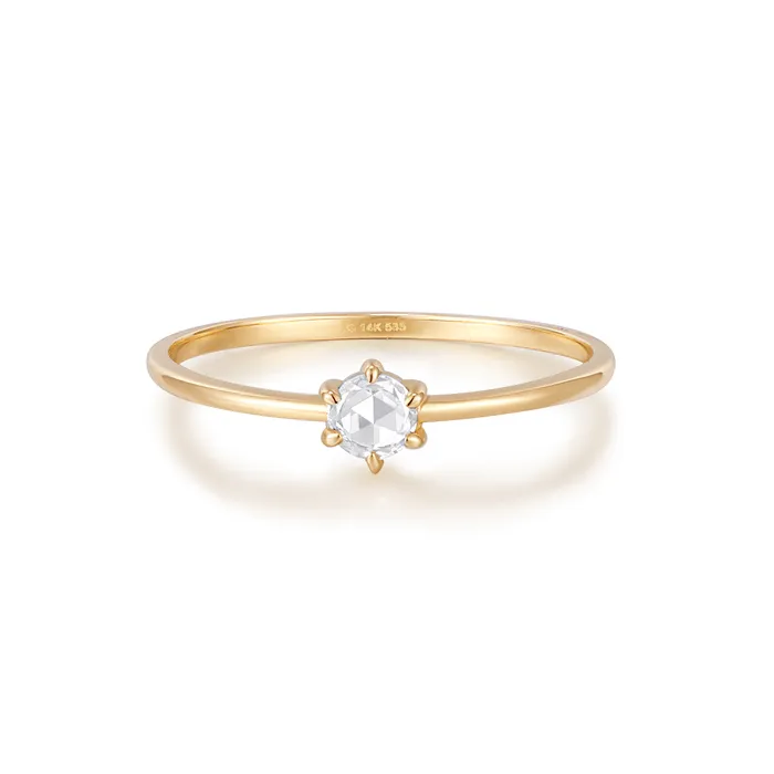 Rings AURELIE GI MARILYN Solitaire Rose Cut White Sapphire Ring
