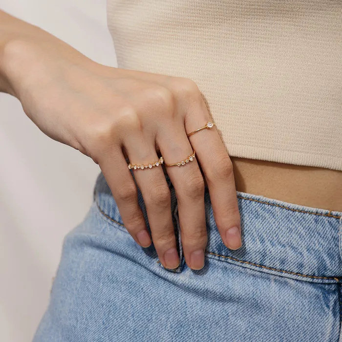Rings AURELIE GI MARILYN Solitaire Rose Cut White Sapphire Ring