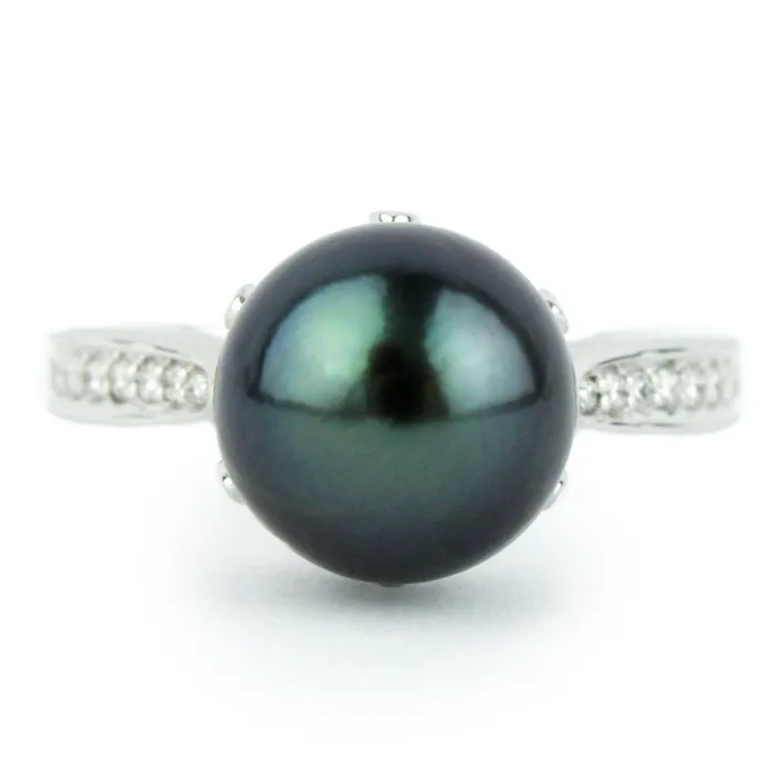 Rings Kamoka Pearl Tahitian Pearl Diamond Fleurdelis Ring