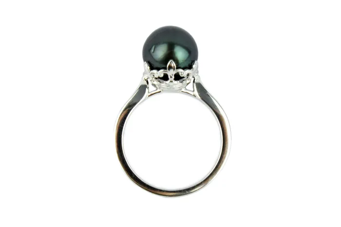 Rings Kamoka Pearl Tahitian Pearl Diamond Fleurdelis Ring
