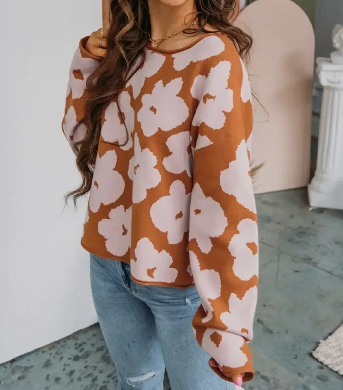 Rings Lalaloo Floral Loose Sweater Top