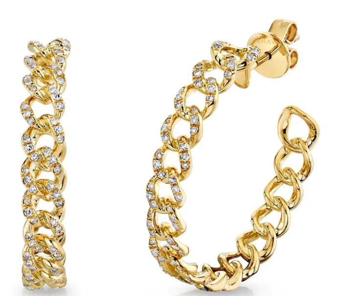 Rings Shay Fine Jewelry MINI DIAMOND PAVE LINK HOOPS