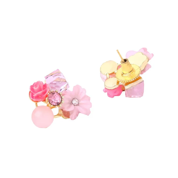 Rings Yellow Chimes Earrings for Women and Girls Fashion Pink Stud Earrings for Women Floral Shaped Crystal Studs Earrings Birthday Gift for Girls and Women Yellow Chimes