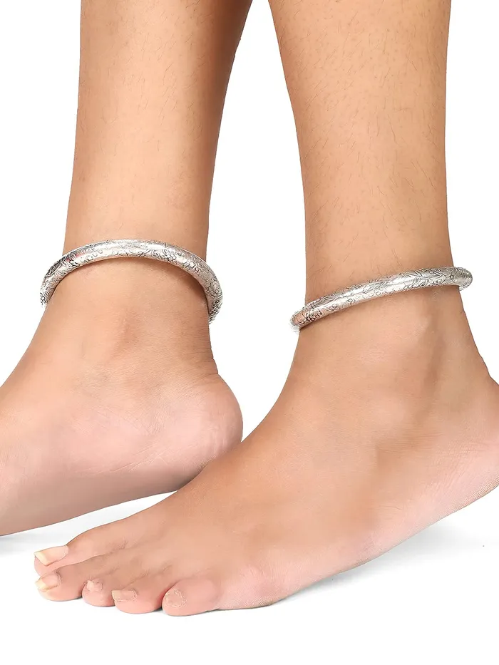 Rings Yellow Chimes Oxidised Kada Anklets for Women Silver Oxidised Traditional Tribal kada Anklets Payal for Women and Girls Yellow Chimes