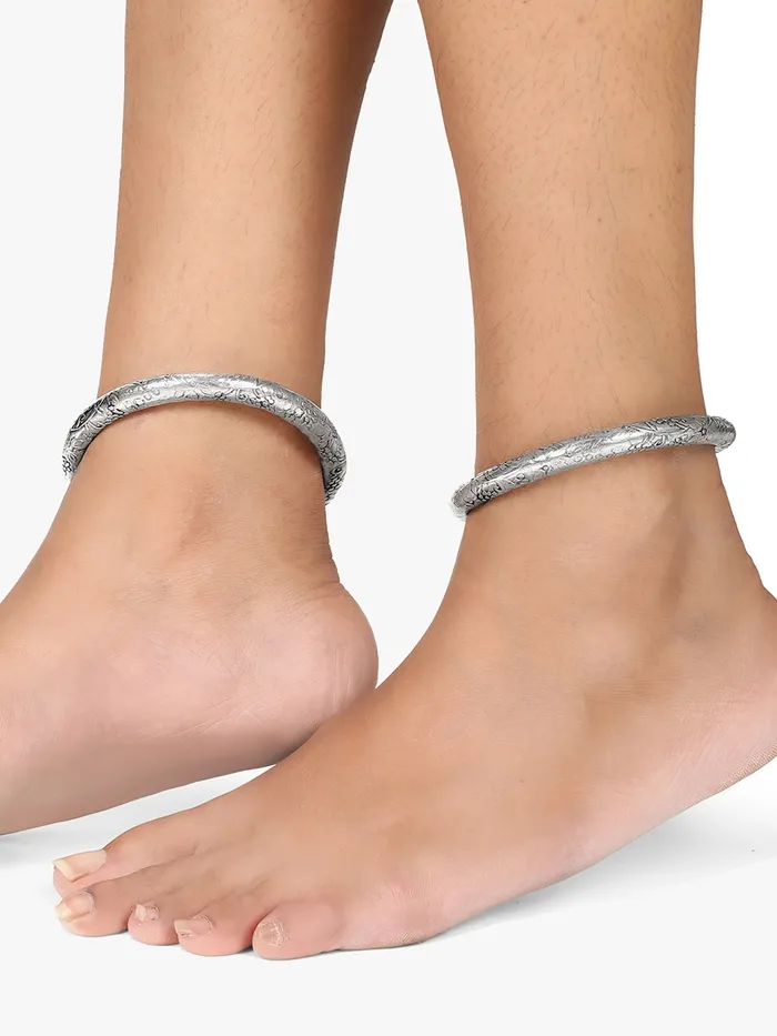 Rings Yellow Chimes Oxidised Kada Anklets for Women Silver Oxidised Traditional Tribal kada Anklets Payal for Women and Girls Yellow Chimes