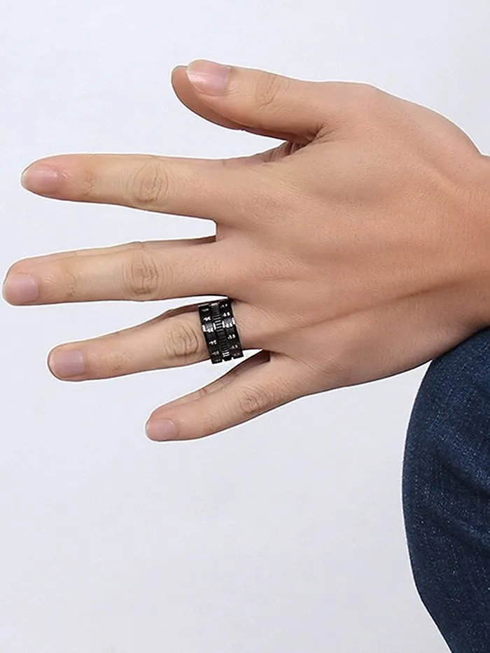 Rings Yellow Chimes Ring For Men Dull Polished Stainless Steel Ip Black Plating Spinner Band Style Ring For Men And Boys 10 Yellow Chimes