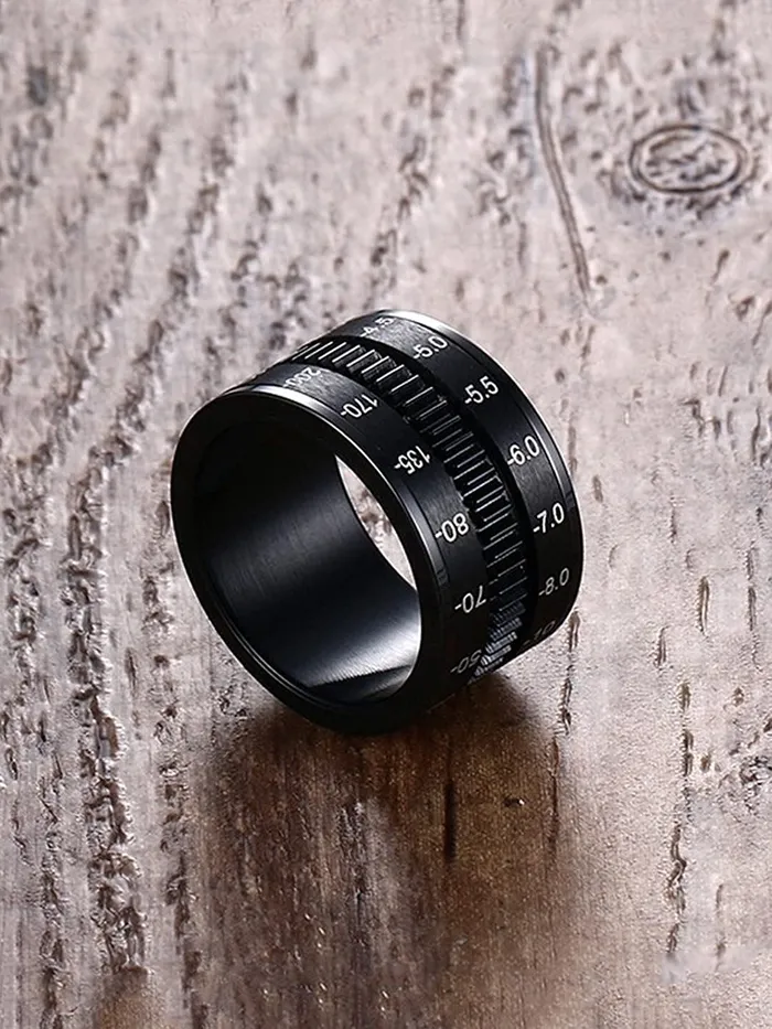 Rings Yellow Chimes Ring For Men Dull Polished Stainless Steel Ip Black Plating Spinner Band Style Ring For Men And Boys 10 Yellow Chimes