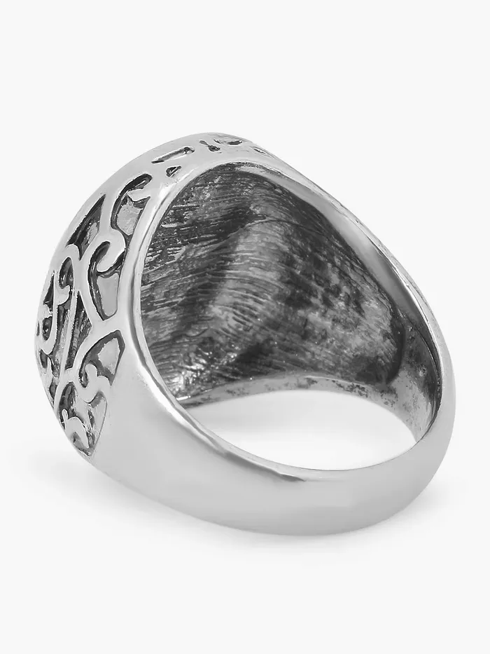 Rings Yellow Chimes Stylish Hollow Engraved Vintage Men Anchor Design Retro Stainless Steel Rings for Men and Boys Yellow Chimes
