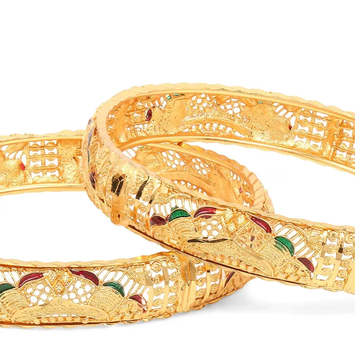 Rings Yellow Chimes Yellow Chimes Bangles for Women and Girls Traditional Gold Bangles for Women Gold Plated Bangles for Girls 2 Pcs Bangles Birthday Gift For Girls Women Anniversary Gift for Wife