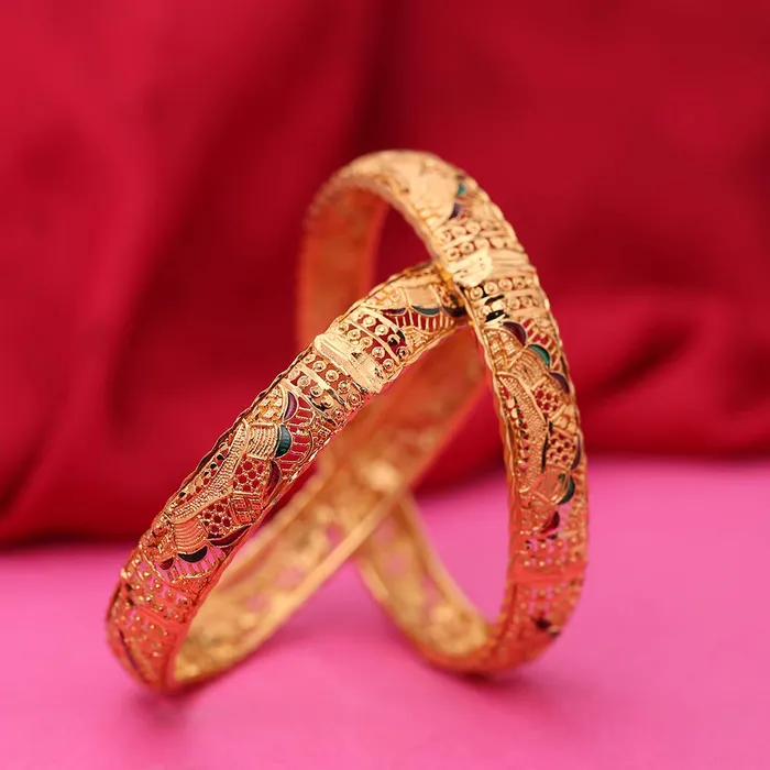 Rings Yellow Chimes Yellow Chimes Bangles for Women and Girls Traditional Gold Bangles for Women Gold Plated Bangles for Girls 2 Pcs Bangles Birthday Gift For Girls Women Anniversary Gift for Wife