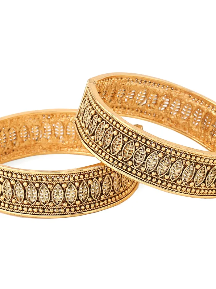 Rings Yellow Chimes Yellow Chimes Bangles for Women Kundan and Pearl Studded Gold Toned Set of 2 Pcs Bangles for Women and Girls Size 26