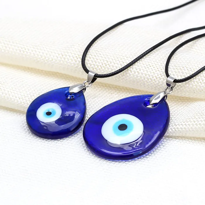 Rings Yellow Chimes Yellow Chimes Fashion Combo of 2 PCs Evil Eye Locket Charm Black Leather Rope Pendant for Men and Women Medium