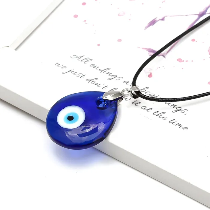 Rings Yellow Chimes Yellow Chimes Fashion Combo of 2 PCs Evil Eye Locket Charm Black Leather Rope Pendant for Men and Women Medium