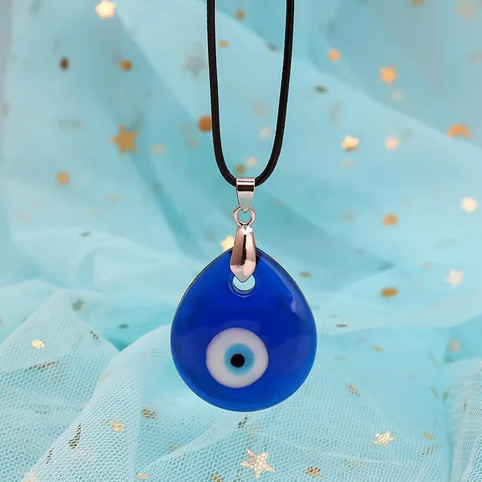 Rings Yellow Chimes Yellow Chimes Fashion Combo of 2 PCs Evil Eye Locket Charm Black Leather Rope Pendant for Men and Women Medium