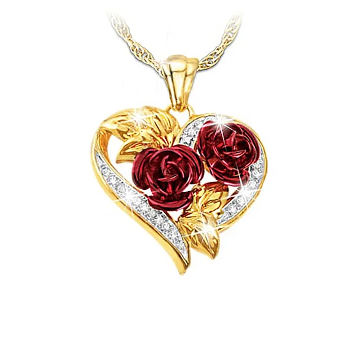 Rings Yellow Chimes Yellow Chimes Fashion Gold Plated Rose Flower Crystal Heart Design Pendant for Women and Girls Medium Rings Yellow Chimes Yellow Chimes Fashion Gold Plated Rose Flower Crystal Heart Design Pendant for Women and Girls Medium