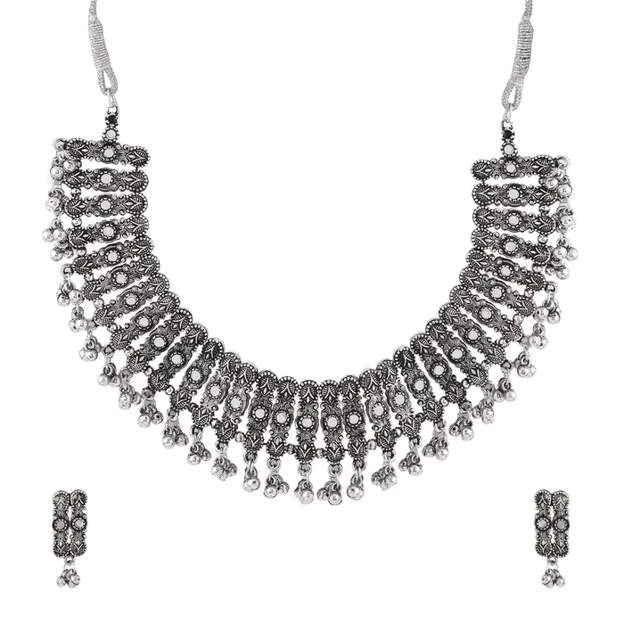 Rings Yellow Chimes Yellow Chimes Jewellery Set for Women and Girls Traditional Silver Oxidised Jewellery Set Stone Choker Necklace Set for Women Birthday Gift For Girls and Women Anniversary Gift for Wife