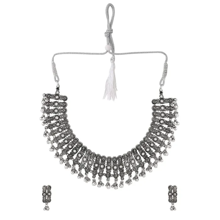 Rings Yellow Chimes Yellow Chimes Jewellery Set for Women and Girls Traditional Silver Oxidised Jewellery Set Stone Choker Necklace Set for Women Birthday Gift For Girls and Women Anniversary Gift for Wife