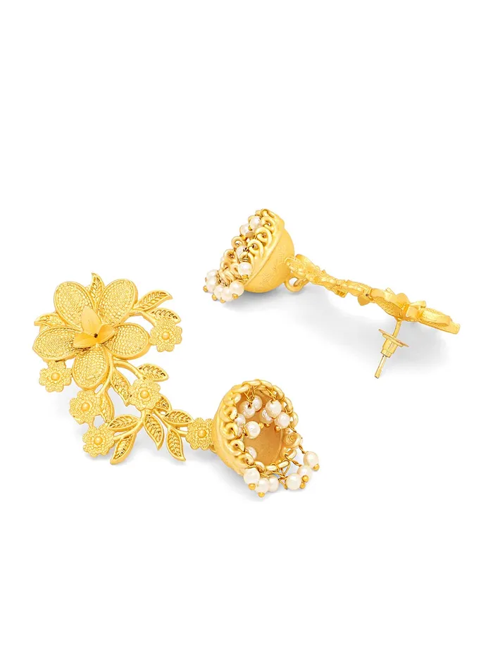 Rings Yellow Chimes Yellow Chimes Jhumka Earrings for Women Traditional Gold Plated Floral Shaped Long JhumkaJhumki Earrings for Women and Girls