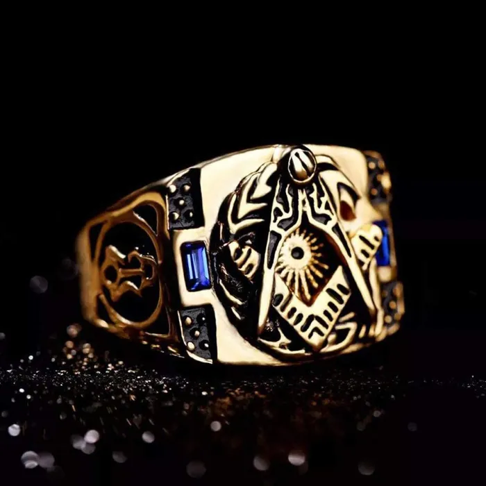 Rings Yellow Chimes Yellow Chimes Rings for Men Elegant gorgeous Gold plated Blue Stone Stainless Steel Stylish Ring for Men and Boys