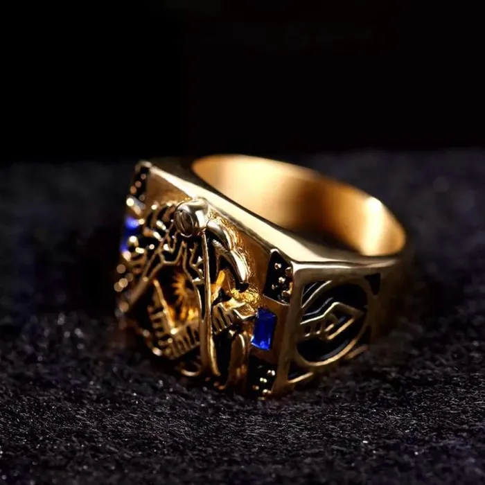 Rings Yellow Chimes Yellow Chimes Rings for Men Elegant gorgeous Gold plated Blue Stone Stainless Steel Stylish Ring for Men and Boys