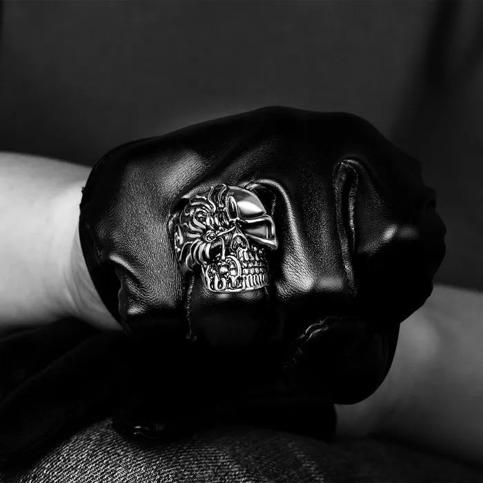 Rings Yellow Chimes Yellow Chimes Rings for Men Silver Oxidised Style Mark Mens Collection Mens Stainless Steel Metal Bikers Ring for Men and Boys
