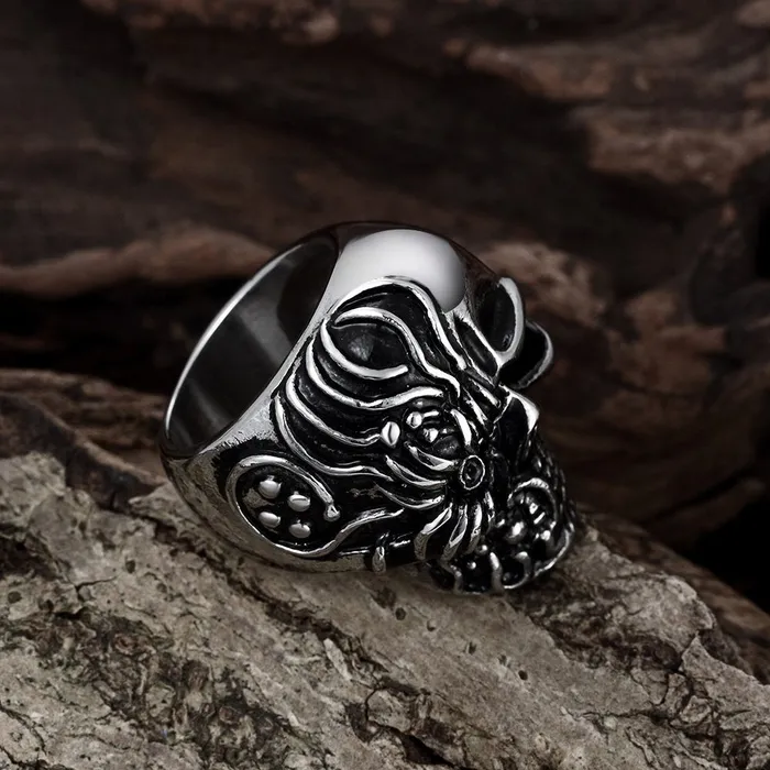 Rings Yellow Chimes Yellow Chimes Rings for Men Silver Oxidised Style Mark Mens Collection Mens Stainless Steel Metal Bikers Ring for Men and Boys