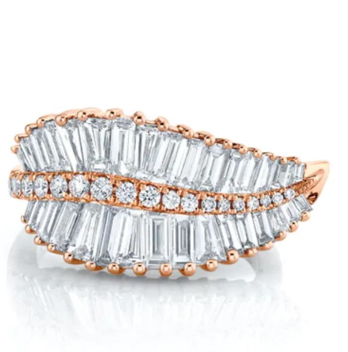 SIDEWAYS PALM LEAF DIAMOND RING Anita Ko Rings