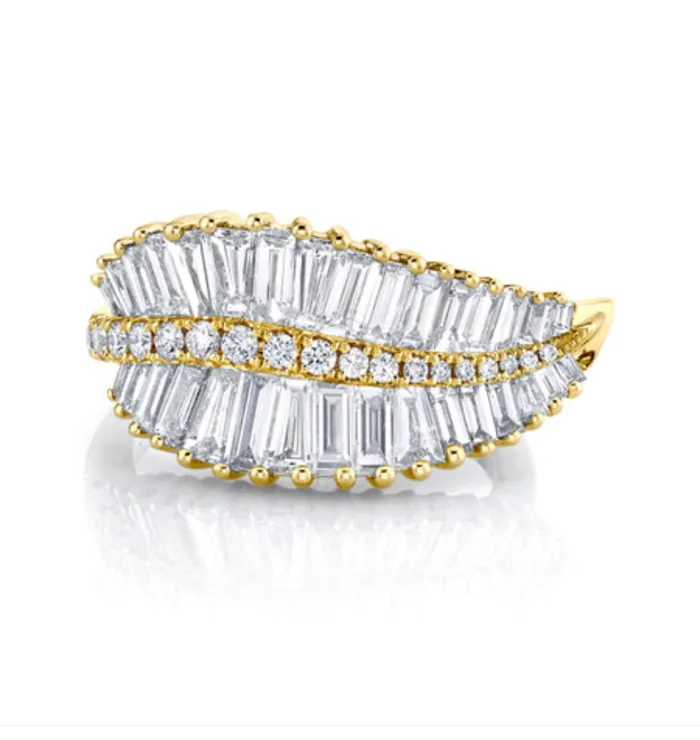 SIDEWAYS PALM LEAF DIAMOND RING Anita Ko Rings