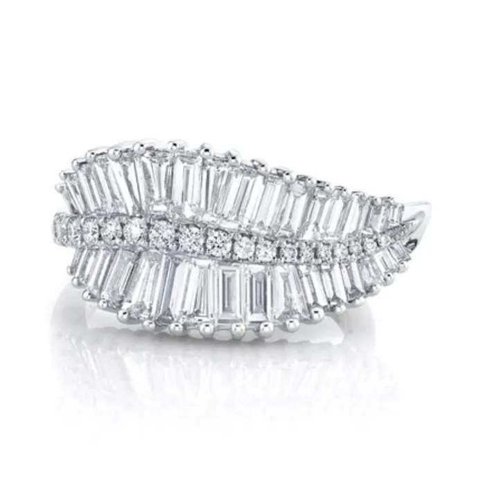 SIDEWAYS PALM LEAF DIAMOND RING Anita Ko Rings