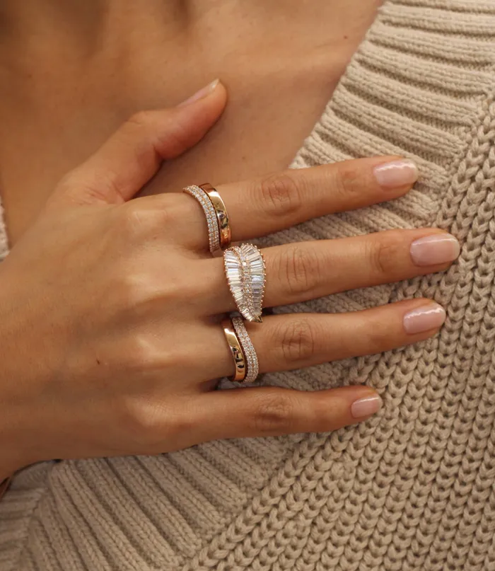 SIDEWAYS PALM LEAF DIAMOND RING Anita Ko Rings