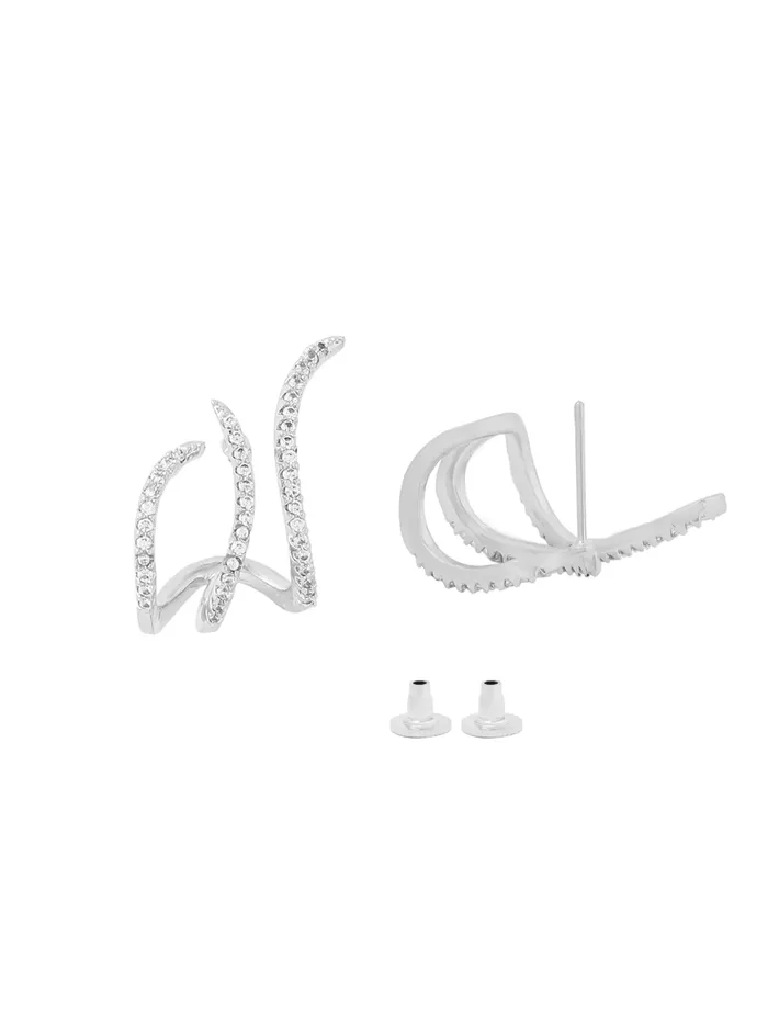 Silver Stud Earrings AD Stone Studded Elegant Design 15 cm Lightweight Yellow Chimes Earrings