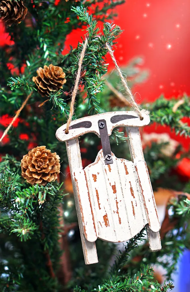 Sled Ornament White Nach Rings