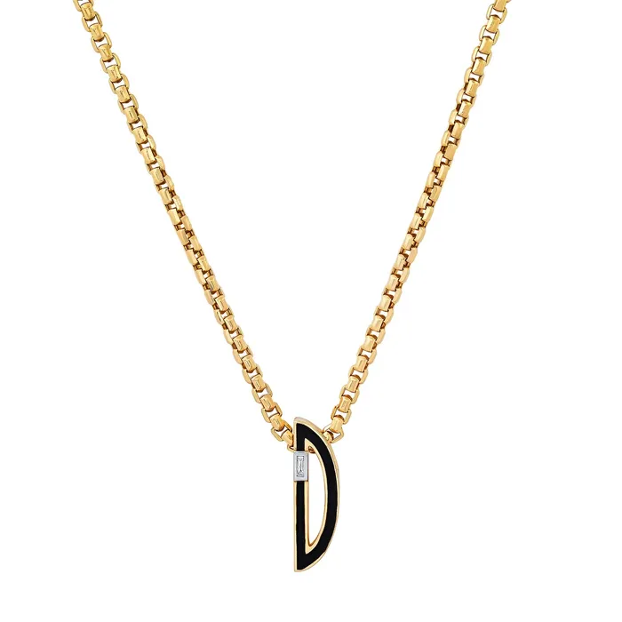 SlideOn Enamel chunky Initial with Baguette Necklace Helena Rose Necklaces SlideOn Enamel chunky Initial with Baguette Necklace Helena Rose Necklaces