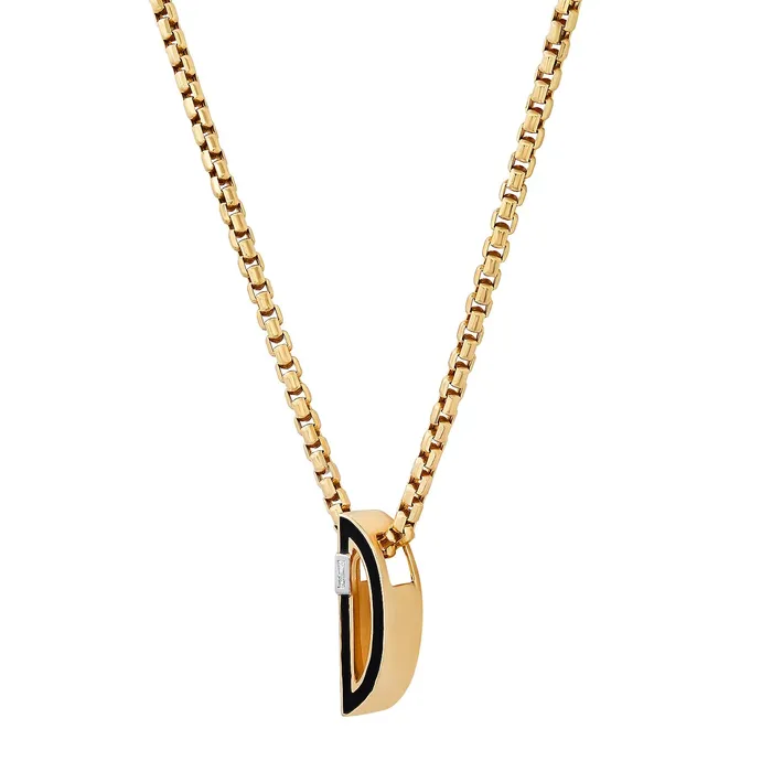 SlideOn Enamel chunky Initial with Baguette Necklace Helena Rose Necklaces