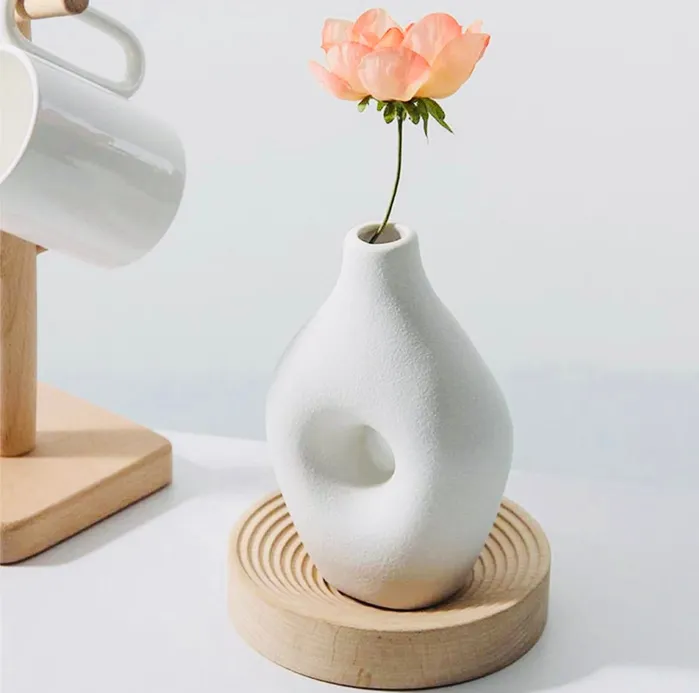 Splash Rings White Porcelain Donut Vase