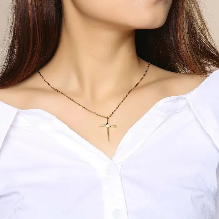 Stone Cross Pendant Necklace Vnox Necklaces
