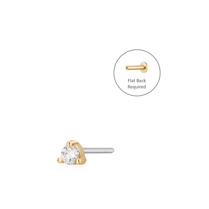 UNA Single Diamond Mini Threadless Flatback Earring AURELIE GI Earrings
